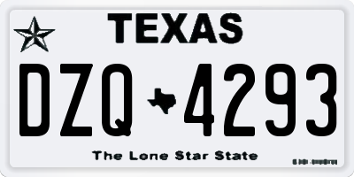 TX license plate DZQ4293