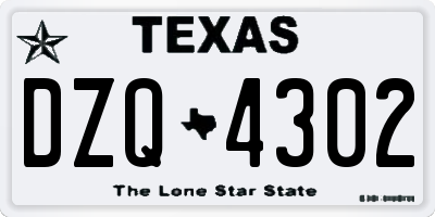 TX license plate DZQ4302
