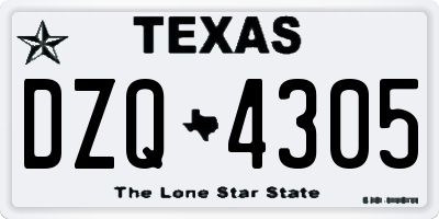TX license plate DZQ4305