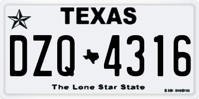 TX license plate DZQ4316