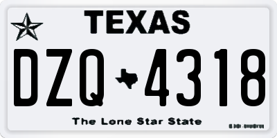 TX license plate DZQ4318