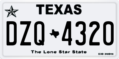 TX license plate DZQ4320