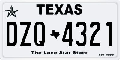 TX license plate DZQ4321