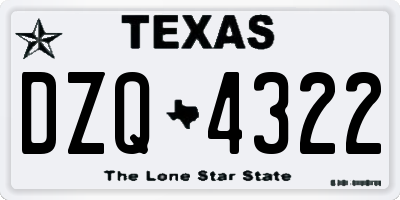 TX license plate DZQ4322