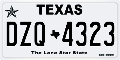 TX license plate DZQ4323