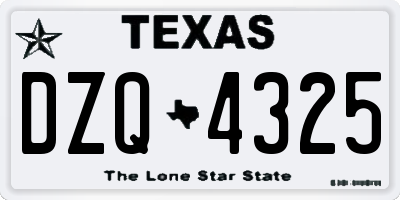 TX license plate DZQ4325