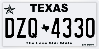 TX license plate DZQ4330