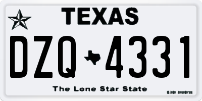 TX license plate DZQ4331