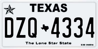 TX license plate DZQ4334