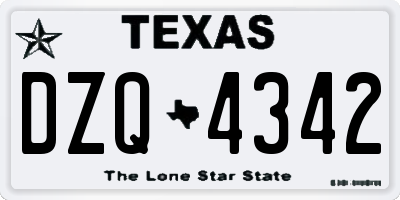 TX license plate DZQ4342
