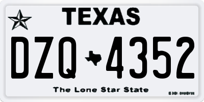 TX license plate DZQ4352