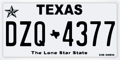 TX license plate DZQ4377
