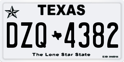 TX license plate DZQ4382