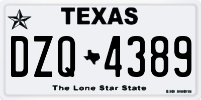 TX license plate DZQ4389