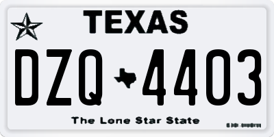 TX license plate DZQ4403