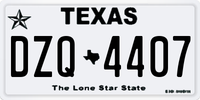 TX license plate DZQ4407