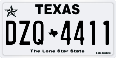 TX license plate DZQ4411