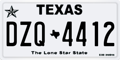 TX license plate DZQ4412