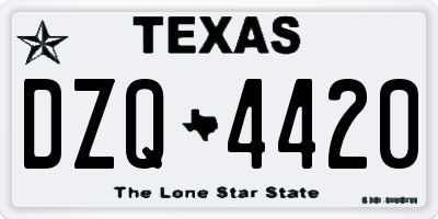 TX license plate DZQ4420