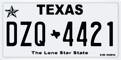 TX license plate DZQ4421