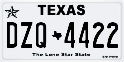 TX license plate DZQ4422