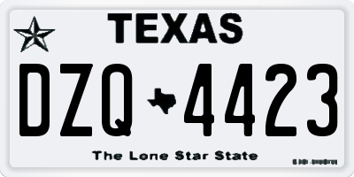TX license plate DZQ4423