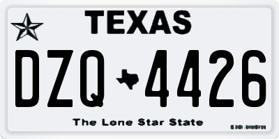 TX license plate DZQ4426