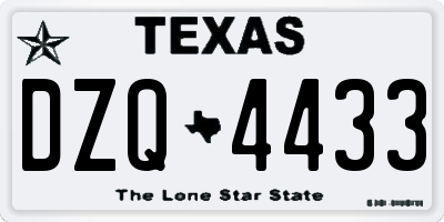 TX license plate DZQ4433