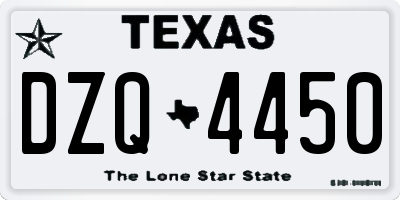 TX license plate DZQ4450
