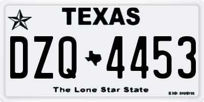 TX license plate DZQ4453