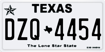 TX license plate DZQ4454