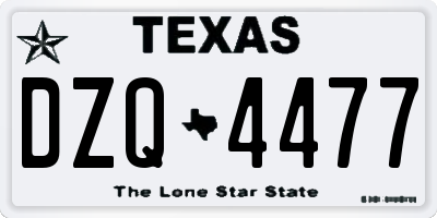TX license plate DZQ4477
