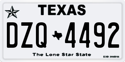 TX license plate DZQ4492
