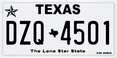 TX license plate DZQ4501