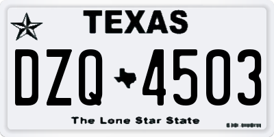 TX license plate DZQ4503