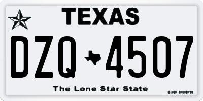 TX license plate DZQ4507