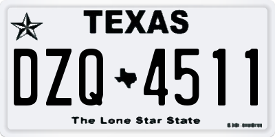 TX license plate DZQ4511