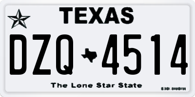 TX license plate DZQ4514