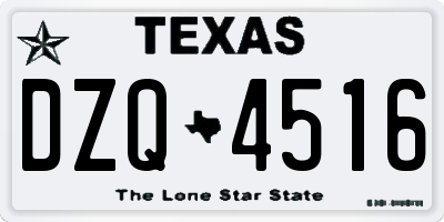TX license plate DZQ4516