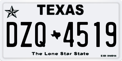 TX license plate DZQ4519
