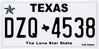 TX license plate DZQ4538