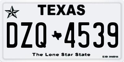TX license plate DZQ4539