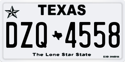 TX license plate DZQ4558