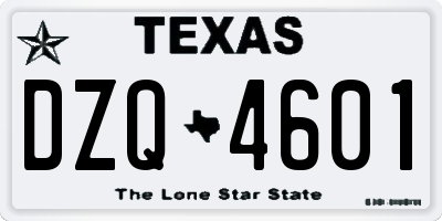 TX license plate DZQ4601