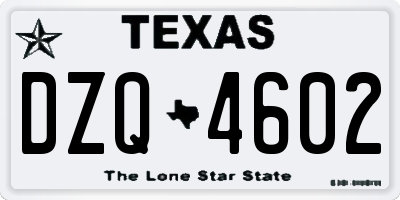 TX license plate DZQ4602