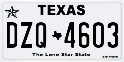 TX license plate DZQ4603