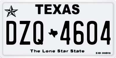 TX license plate DZQ4604