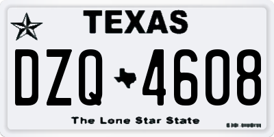 TX license plate DZQ4608