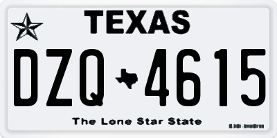 TX license plate DZQ4615