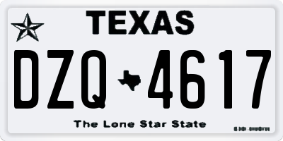 TX license plate DZQ4617